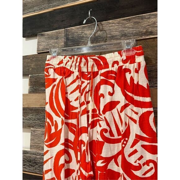 Two piece NWT set button front top pants orange white sz S - Picture 4 of 4